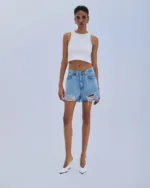 Combos Denim Σορτς με Σκισίματα & Ξέφτια