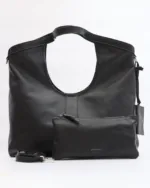 Leather Twist Μαύρη Δερμάτινη Shoulder Bag Τσάντα Lumen Large