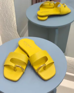 So Chic by VSK Δερμάτινο Flat Σανδάλι Matilda Κίτρινο So Chic by VSK Δερμάτινο Flat Σανδάλι Matilda Κίτρινο