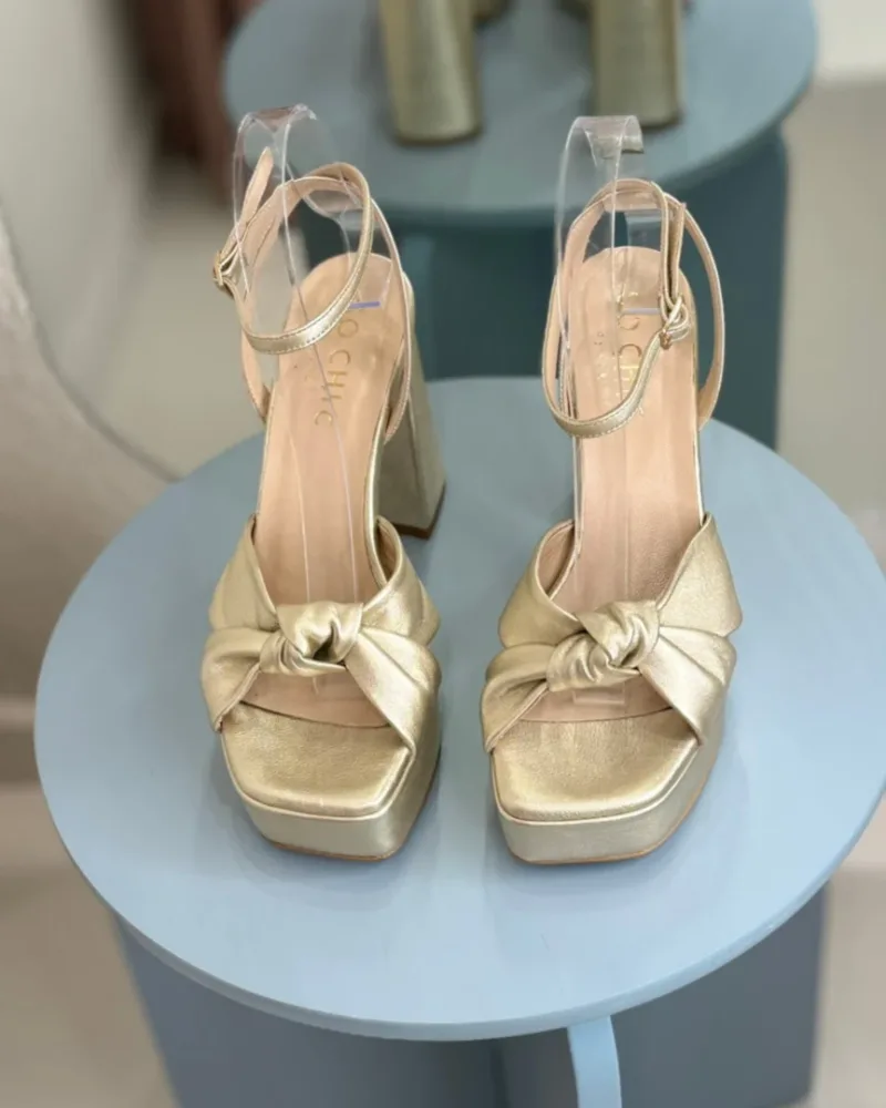 So Chic Arabella Δερμάτινα Πέδιλα Χρυσά