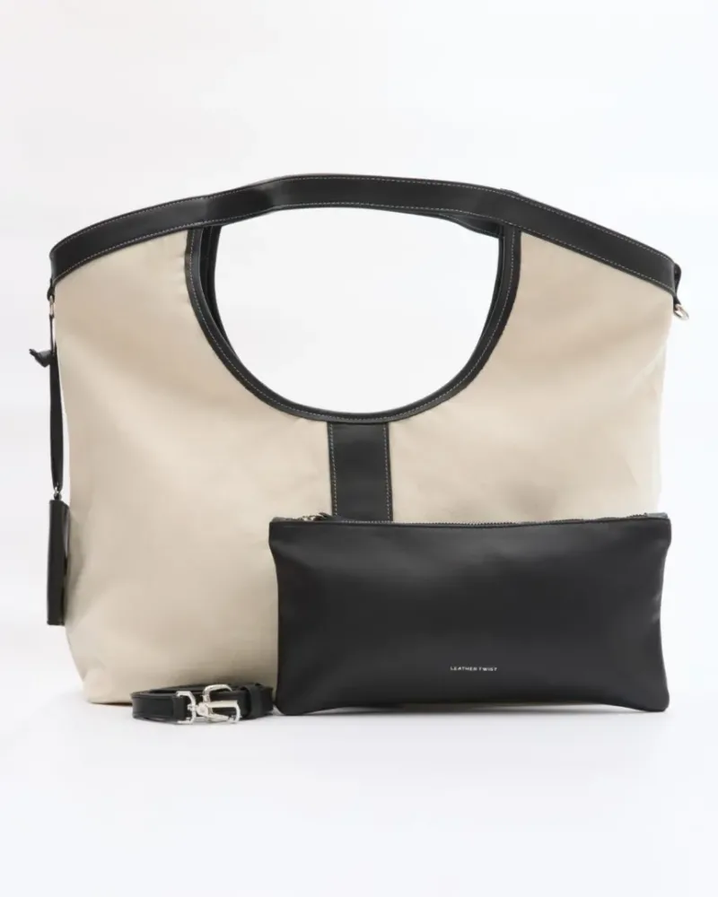 Leather Twist Lumen Large Canvas & Leather Bag