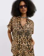 Dolce Domenica Wilda Leopard Satin Shirt
