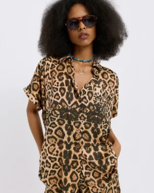 Dolce Domenica Wilda Leopard Satin Shirt
