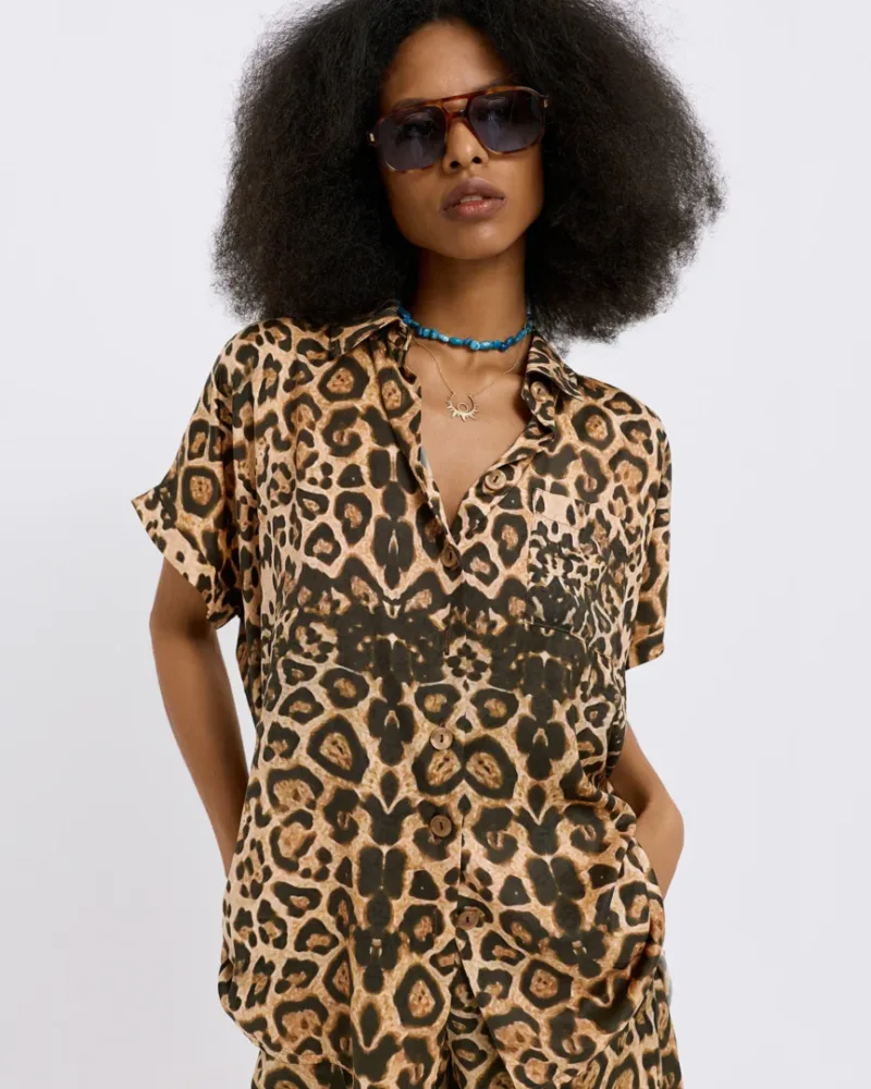 Dolce Domenica Wilda Leopard Satin Shirt