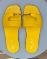 So Chic by VSK Δερμάτινο Flat Σανδάλι Matilda Κίτρινο