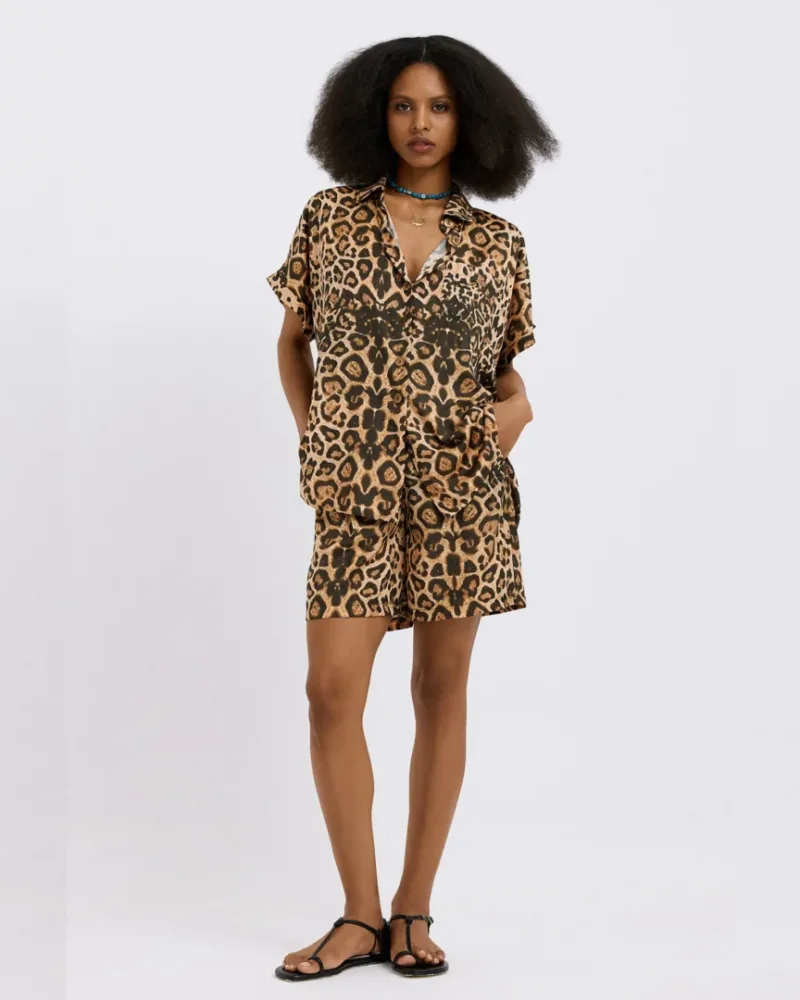Dolce Domenica Wilda Leopard Satin Shirt