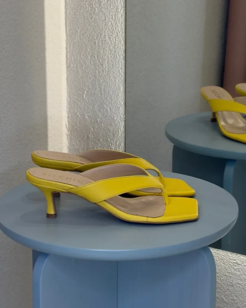 So Chic by VSK Ning Δερμάτινα Mules Κίτρινα