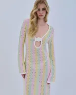 Combos Πλεκτό Φόρεμα με Pastel Ρίγες