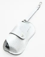 Leather Twist Δερμάτινη Θήκη Γυαλιών Ασημί με Λουράκι