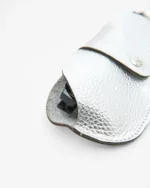 Leather Twist Δερμάτινη Θήκη Γυαλιών Ασημί με Λουράκι