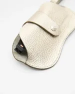 Leather Twist Δερμάτινη Θήκη Γυαλιών Χρυσή με Λουράκι