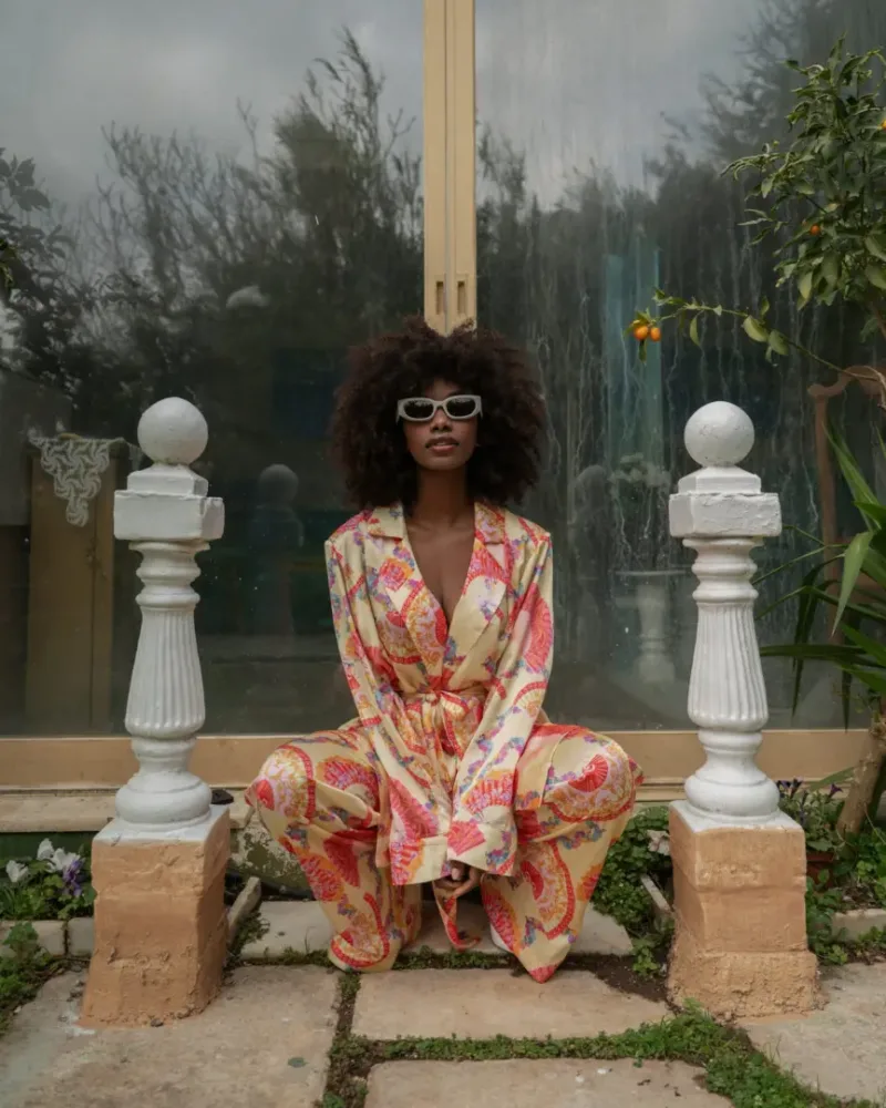 IRAIDA Goldray Yellow Satin Co-Ord Set